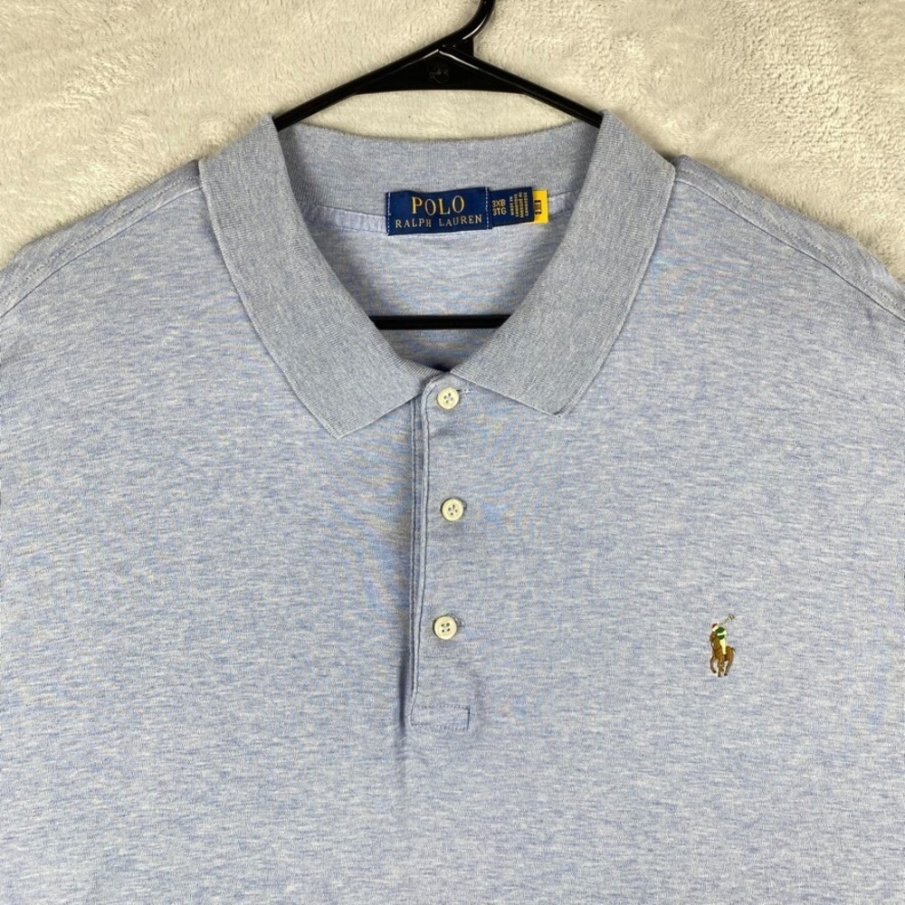 Polo Ralph Lauren Shirt Mens 3XB Big Blue Polo Pima Cotton Flesh Pony Golf